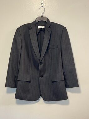 Gemini Blazer in Olive Pinstripe Wool Flannel Suiting